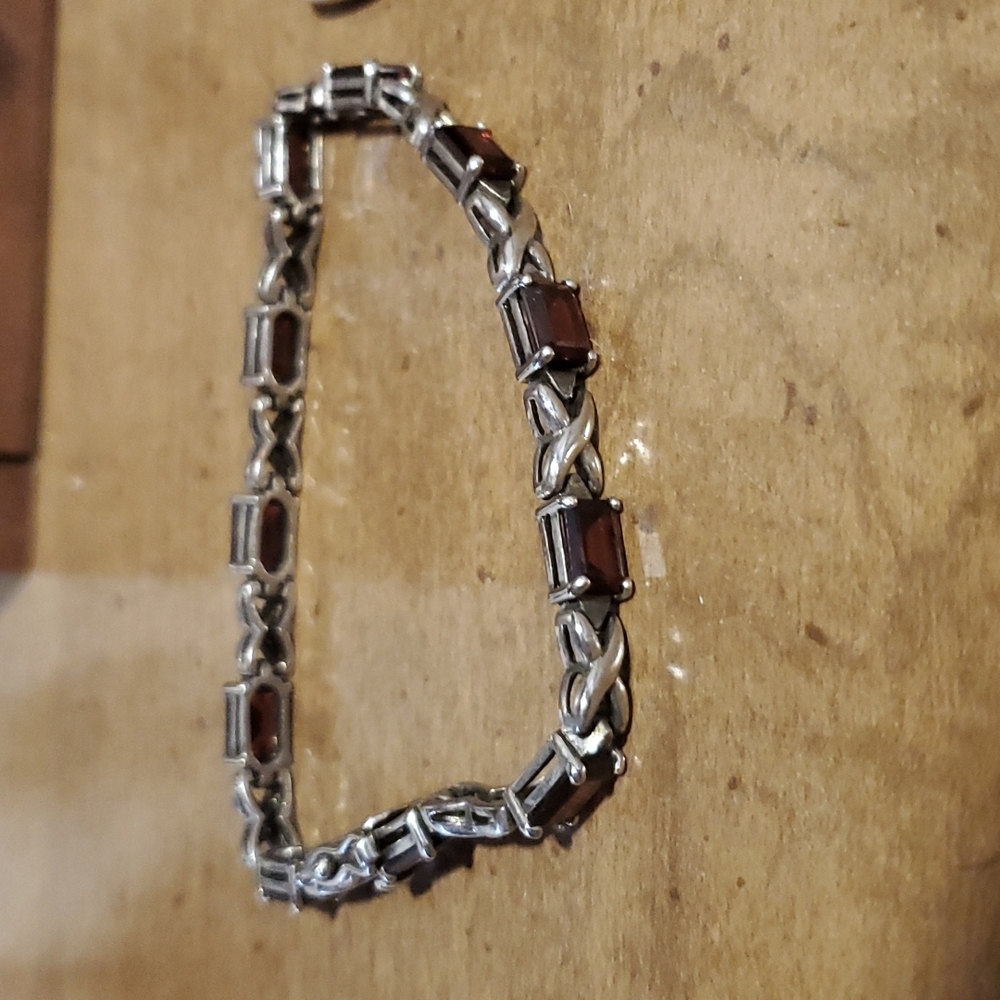 Garnet sterling silver bracelet